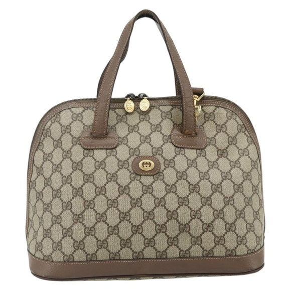 GUCCI GG Supreme Hand Bag PVC 2way Beige Gold Auth 179199