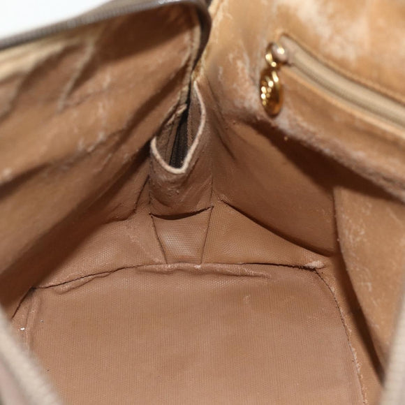 GUCCI GG Supreme Hand Bag PVC 2way Beige Gold Auth 179199