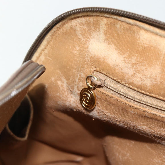 GUCCI GG Supreme Hand Bag PVC 2way Beige Gold Auth 179199