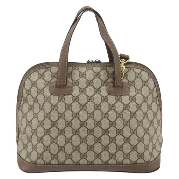 GUCCI GG Supreme Hand Bag PVC 2way Beige Gold Auth 179199