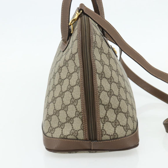 GUCCI GG Supreme Hand Bag PVC 2way Beige Gold Auth 179199