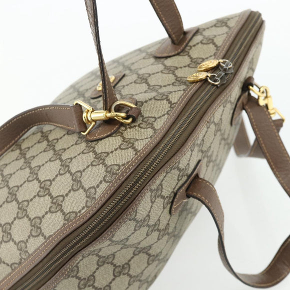 GUCCI GG Supreme Hand Bag PVC 2way Beige Gold Auth 179199