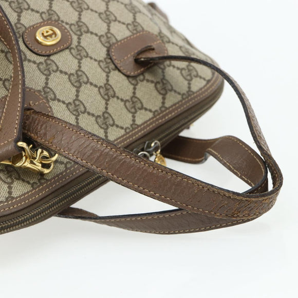 GUCCI GG Supreme Hand Bag PVC 2way Beige Gold Auth 179199