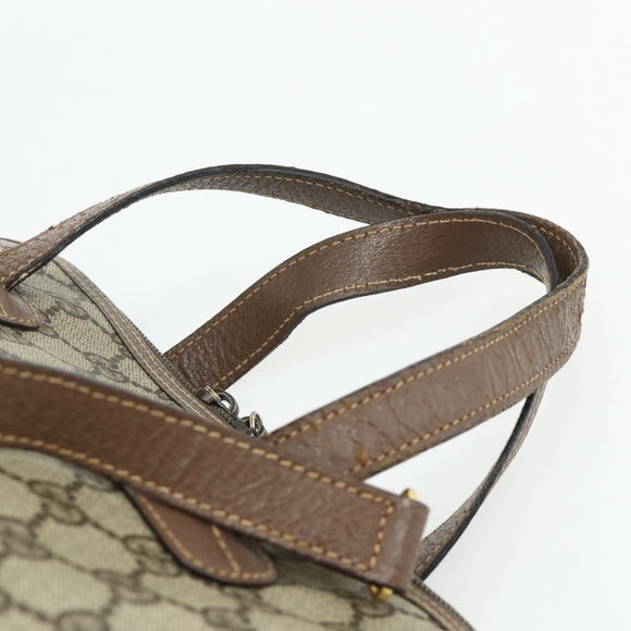 GUCCI GG Supreme Hand Bag PVC 2way Beige Gold Auth 179199
