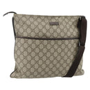 GUCCI GG Supreme Shoulder Bag PVC Leather Beige Silver 141198 Auth 179200-1