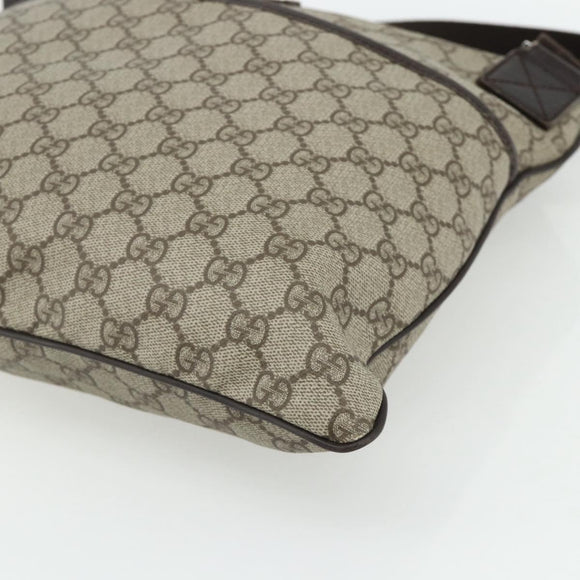 GUCCI GG Supreme Shoulder Bag PVC Leather Beige Silver 141198 Auth 179200
