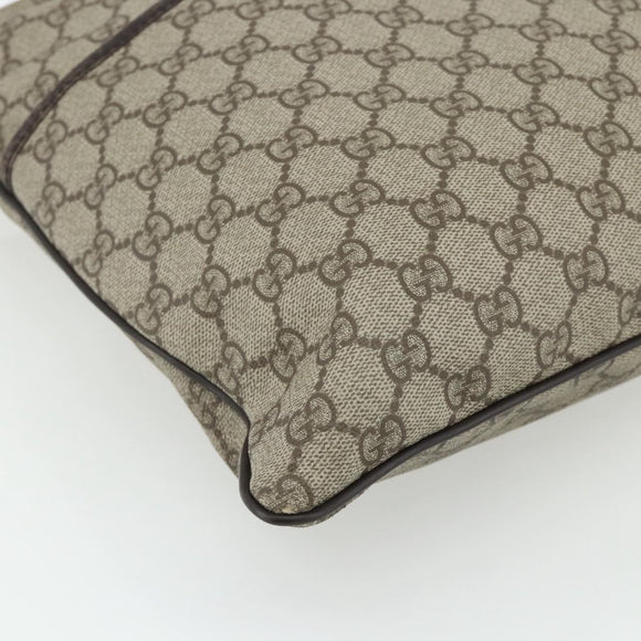 GUCCI GG Supreme Shoulder Bag PVC Leather Beige Silver 141198 Auth 179200