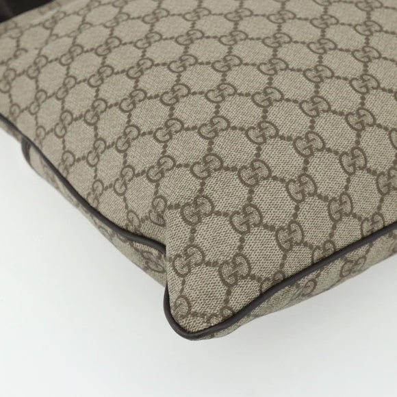 GUCCI GG Supreme Shoulder Bag PVC Leather Beige Silver 141198 Auth 179200
