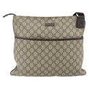 GUCCI GG Supreme Shoulder Bag PVC Leather Beige Silver 141198 Auth 179200-13