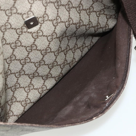 GUCCI GG Supreme Shoulder Bag PVC Leather Beige Silver 141198 Auth 179200