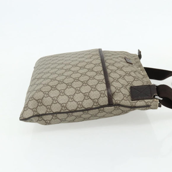 GUCCI GG Supreme Shoulder Bag PVC Leather Beige Silver 141198 Auth 179200