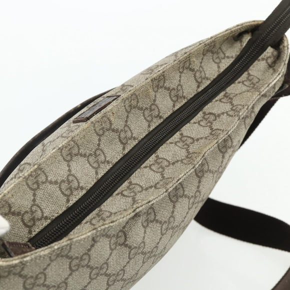GUCCI GG Supreme Shoulder Bag PVC Leather Beige Silver 141198 Auth 179200