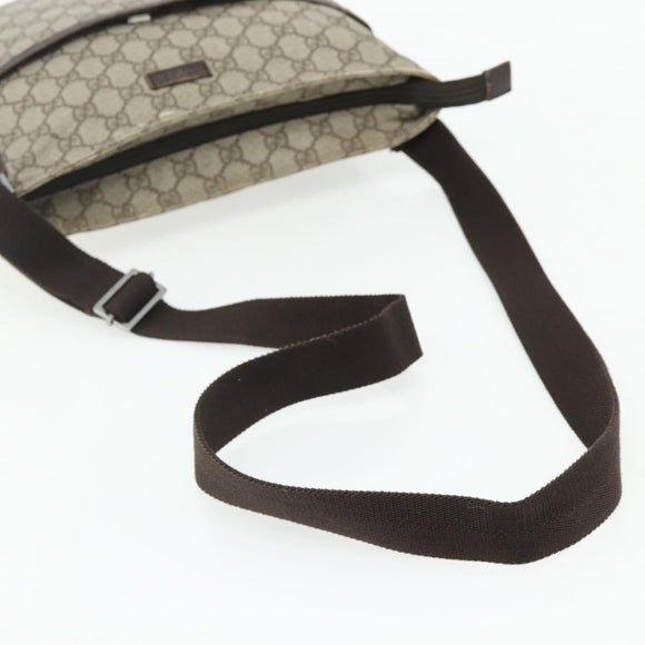 GUCCI GG Supreme Shoulder Bag PVC Leather Beige Silver 141198 Auth 179200