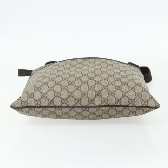 GUCCI GG Supreme Shoulder Bag PVC Leather Beige Silver 141198 Auth 179200