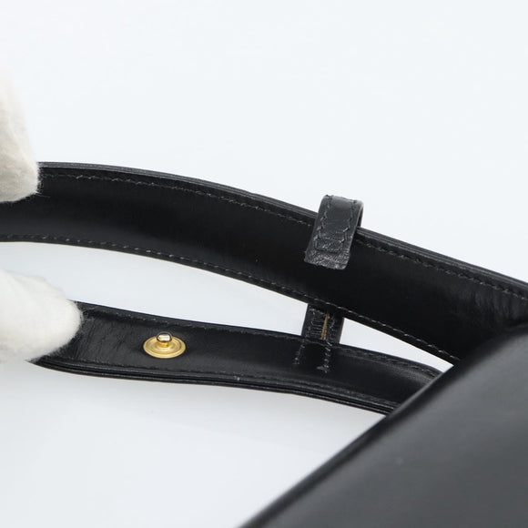GUCCI Shoulder Bag Leather Black Gold Auth 179201A