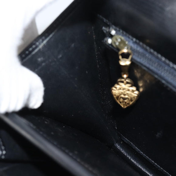 GUCCI Shoulder Bag Leather Black Gold Auth 179201A