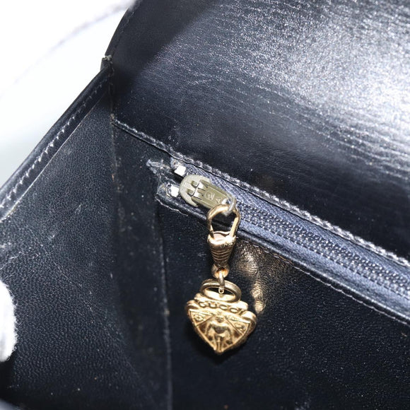 GUCCI Shoulder Bag Leather Black Gold Auth 179201A