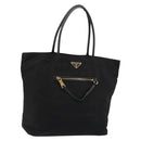 PRADA Tote Bag Nylon Black Gold Auth 179207-1