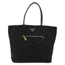 PRADA Tote Bag Nylon Black Gold Auth 179207-2