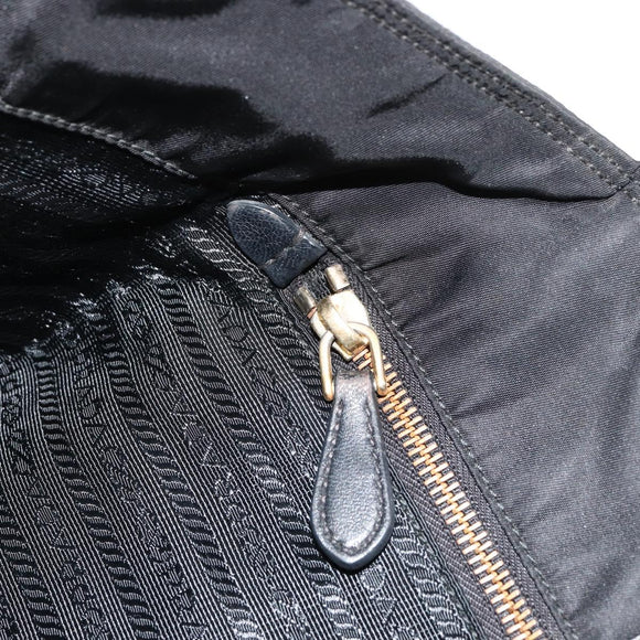 PRADA Tote Bag Nylon Black Gold Auth 179207