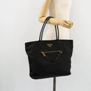 PRADA Tote Bag Nylon Black Gold Auth 179207-24