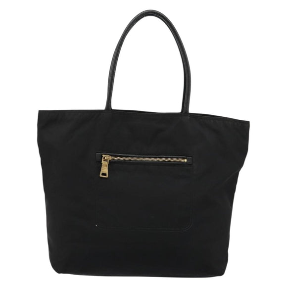 PRADA Tote Bag Nylon Black Gold Auth 179207