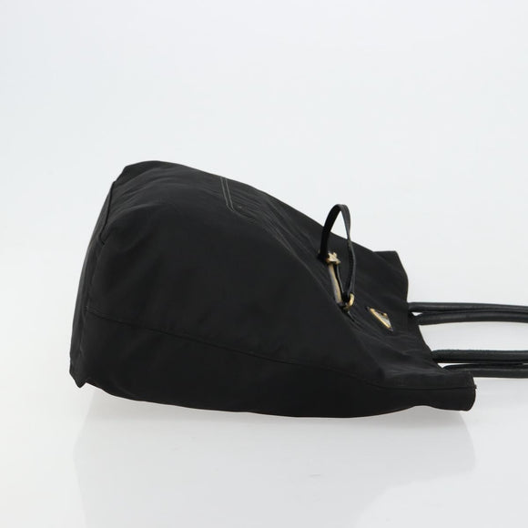 PRADA Tote Bag Nylon Black Gold Auth 179207