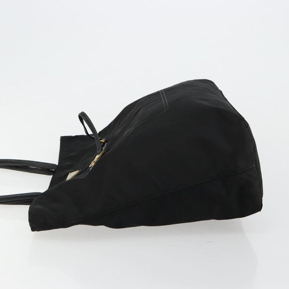 PRADA Tote Bag Nylon Black Gold Auth 179207