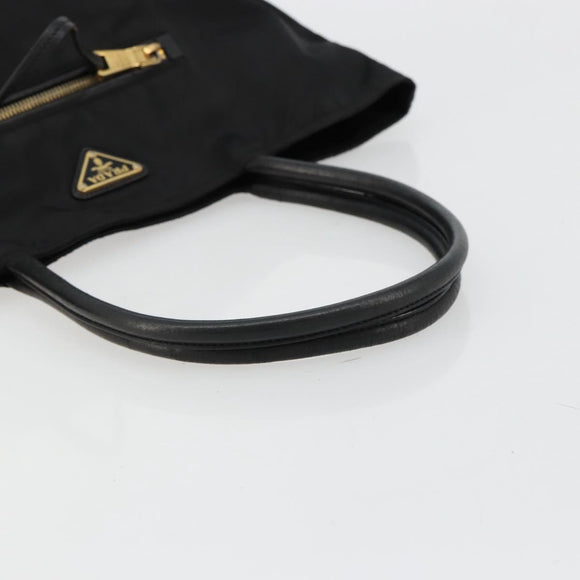 PRADA Tote Bag Nylon Black Gold Auth 179207
