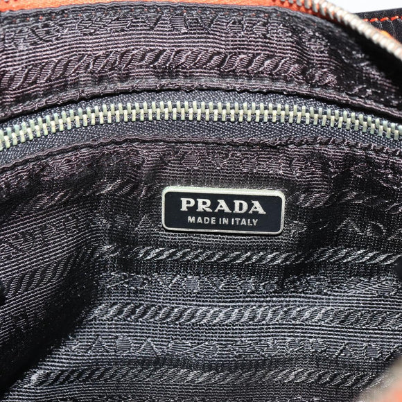 PRADA Shoulder Bag Nylon Orange Silver Auth 179208A