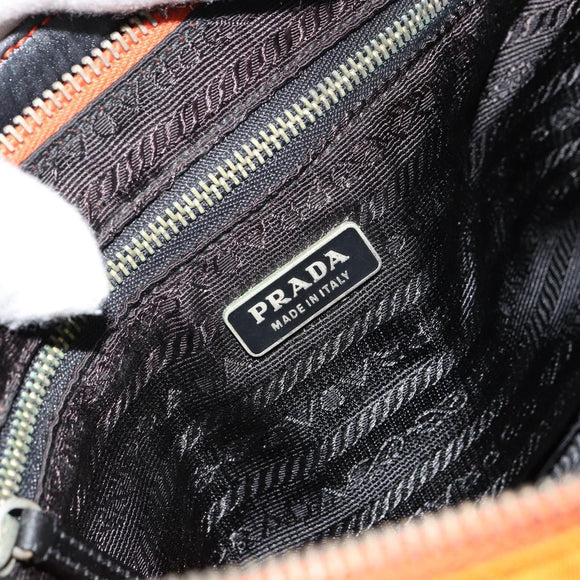 PRADA Shoulder Bag Nylon Orange Silver Auth 179208A
