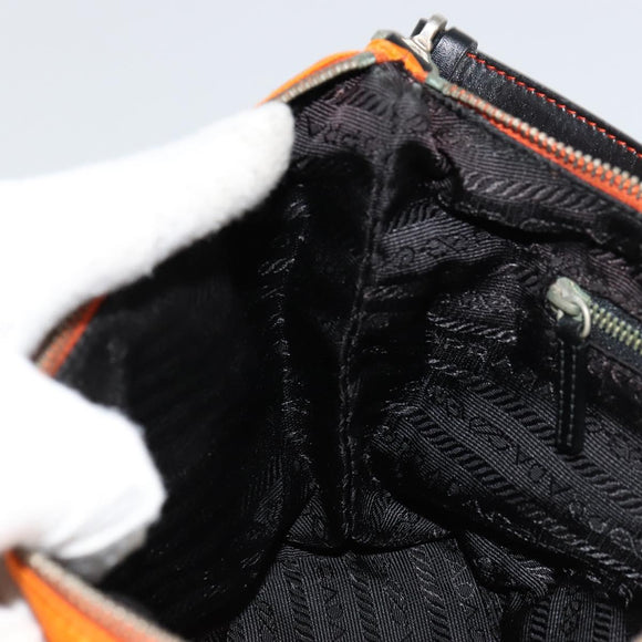 PRADA Shoulder Bag Nylon Orange Silver Auth 179208A