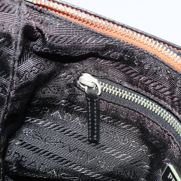 PRADA Shoulder Bag Nylon Orange Silver Auth 179208A