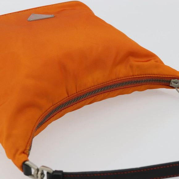PRADA Shoulder Bag Nylon Orange Silver Auth 179208A