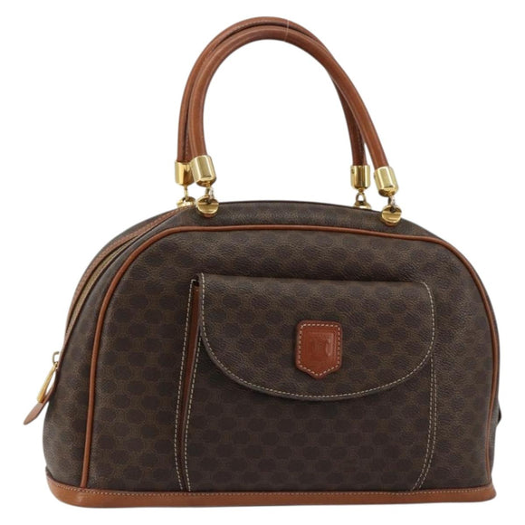 CELINE Macadam Canvas Hand Bag PVC Leather Gold Brown Auth 179210A