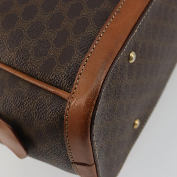 CELINE Macadam Canvas Hand Bag PVC Leather Gold Brown Auth 179210A