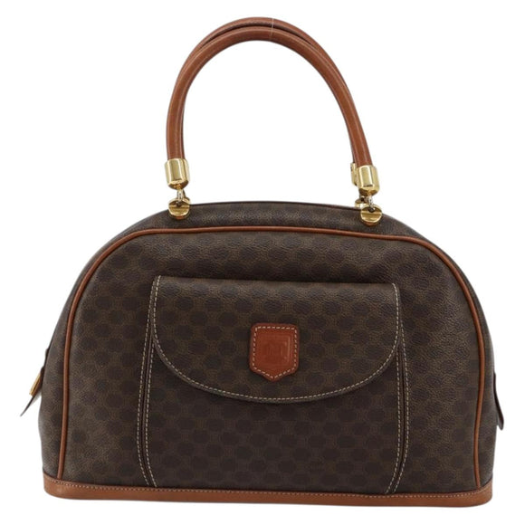 CELINE Macadam Canvas Hand Bag PVC Leather Gold Brown Auth 179210A