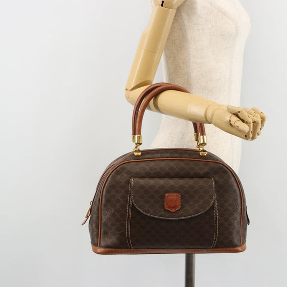 CELINE Macadam Canvas Hand Bag PVC Leather Gold Brown Auth 179210A
