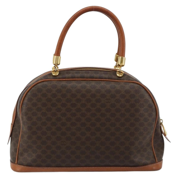 CELINE Macadam Canvas Hand Bag PVC Leather Gold Brown Auth 179210A