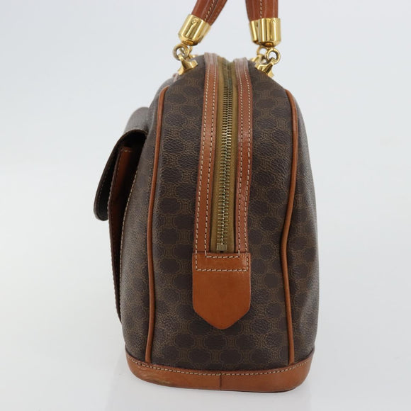 CELINE Macadam Canvas Hand Bag PVC Leather Gold Brown Auth 179210A