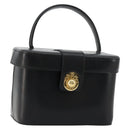 CELINE Vanity Cosmetic Pouch Leather Black Gold Auth 179213-1