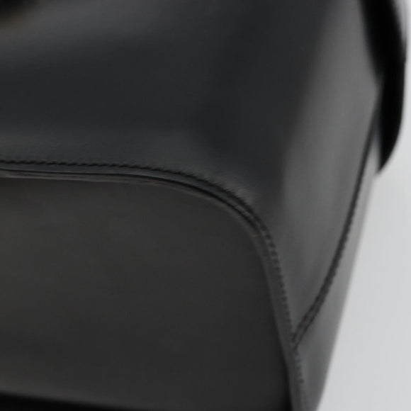 CELINE Vanity Cosmetic Pouch Leather Black Gold Auth 179213