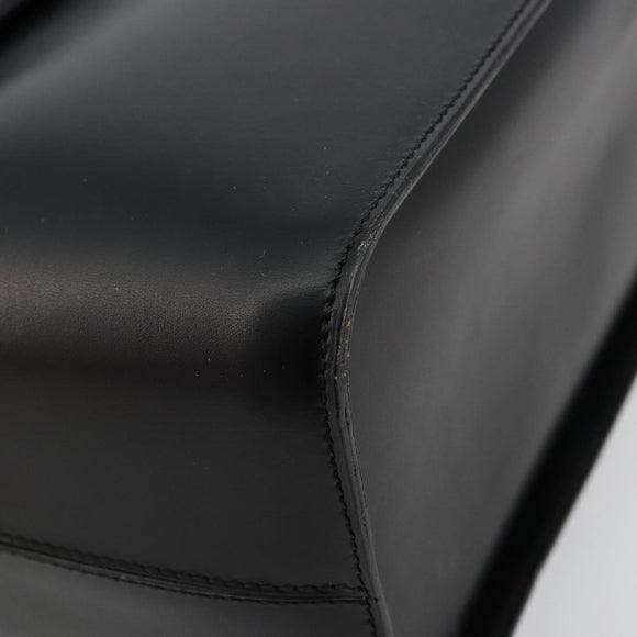 CELINE Vanity Cosmetic Pouch Leather Black Gold Auth 179213