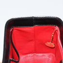 CELINE Vanity Cosmetic Pouch Leather Black Gold Auth 179213-20