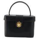 CELINE Vanity Cosmetic Pouch Leather Black Gold Auth 179213-13