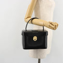 CELINE Vanity Cosmetic Pouch Leather Black Gold Auth 179213-23