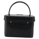 CELINE Vanity Cosmetic Pouch Leather Black Gold Auth 179213-2