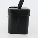 CELINE Vanity Cosmetic Pouch Leather Black Gold Auth 179213-3