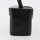 CELINE Vanity Cosmetic Pouch Leather Black Gold Auth 179213-4