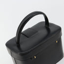 CELINE Vanity Cosmetic Pouch Leather Black Gold Auth 179213-6